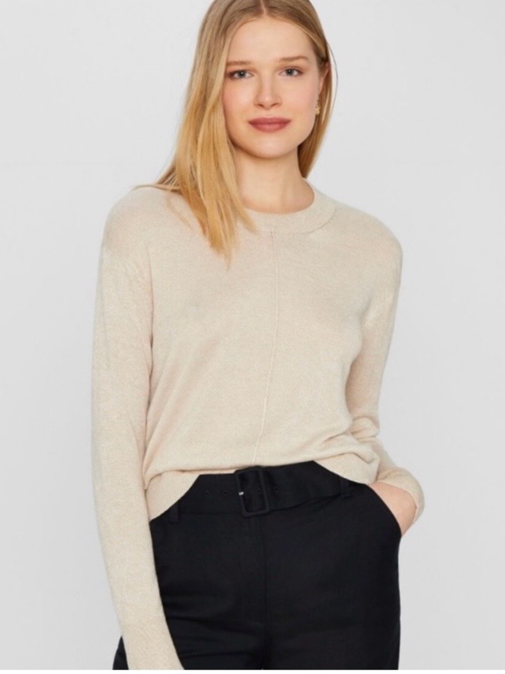 Club Monaco Signature Linen Crewneck Sweater in Cream size Large
